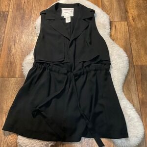Anthropologie Cartonnier Vest Blazer Size Medium Tie Waist with‎ Pockets Black
